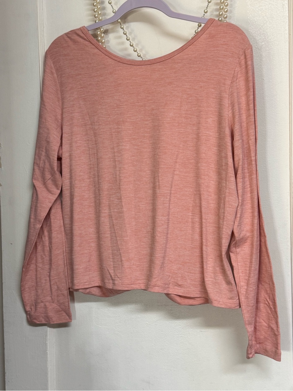 Women's Yoga Long-Sleeve Scoop Neck Top - Dusty Pink XL